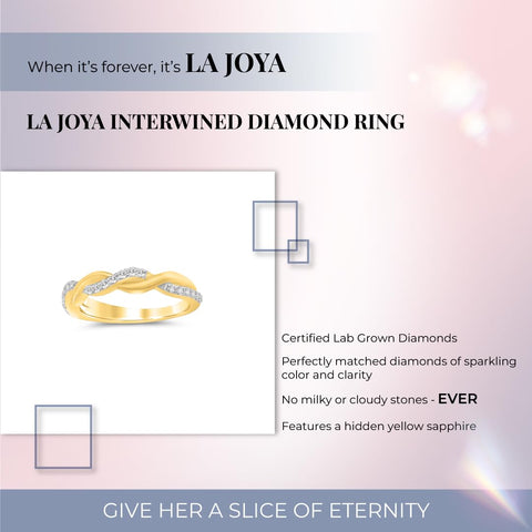 La Joya 1/4 CT. TW. Certified Women's Infinity Diamond Band Ring | Twisted Vine Inspired Real 10 K Yellow Gold Lab Grown Diamond Ring and Anniversary Band | Ring Size 5 La Joya