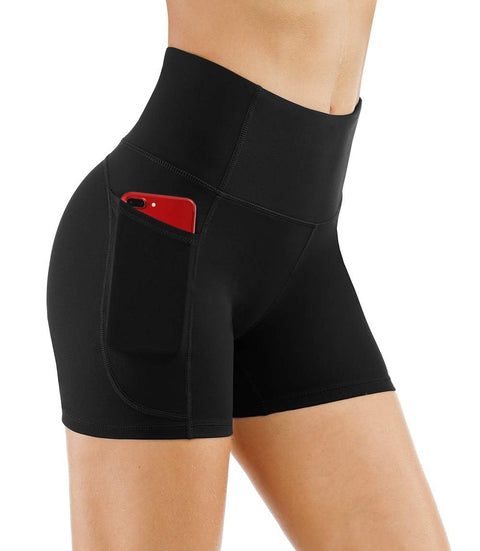 THE GYM PEOPLE High Waist Yoga Shorts for Women Tummy Control Fitness Athletic Workout Running Shorts with Deep Pockets (Small, Black) THE GYM PEOPLE