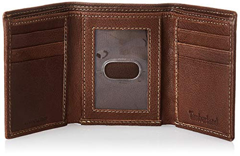 Timberland Men's Genuine Leather Rfid Blocking Trifold Wallet, Brown, One Size