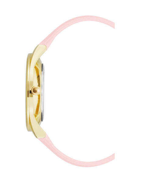 Nine West Women's NW/1994WTPK Gold-Tone and Pastel Pink Strap Watch