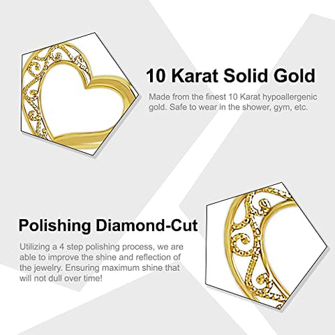 Gold Small Sliding Heart Charm - 10 Karat Solid Gold - Heart Jewelry - Optional Chain (No Chain - Charm Only)