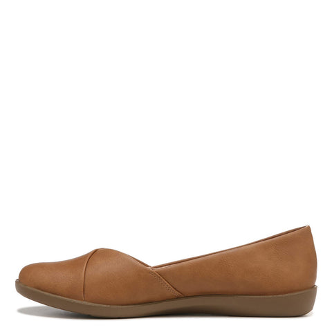 LifeStride Womens Notorious Ballet Flat, Tan, 10 Wide US