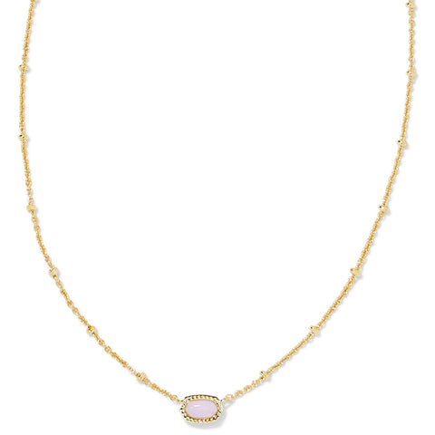 Kendra Scott 14k Gold-Plated Mini Elisa Satellite Short Pendant Necklace in Pink Opalite Crystal, Fashion Jewelry for Women