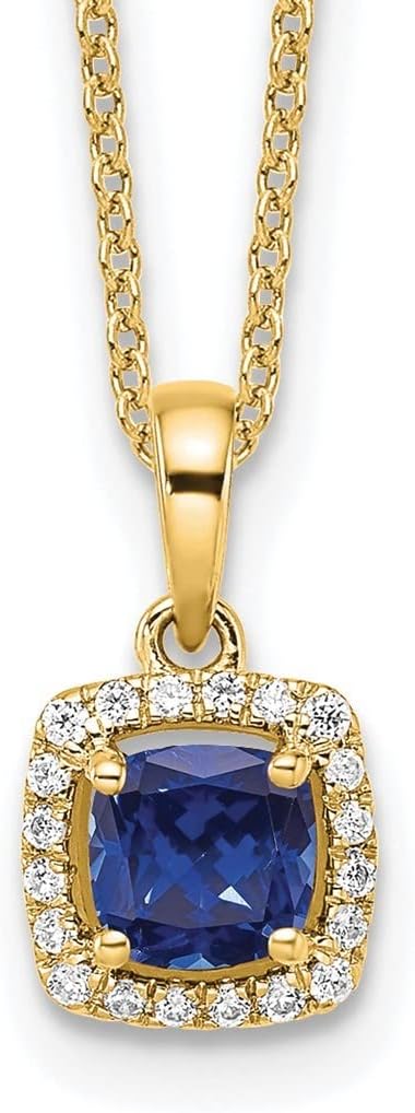 8.5mm 10k Gold Lab Grown Diamond and Created Sapphire Pendant Necklace Jewelry Gifts for Women JewelryWeb