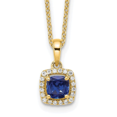 8.5mm 10k Gold Lab Grown Diamond and Created Sapphire Pendant Necklace Jewelry Gifts for Women JewelryWeb