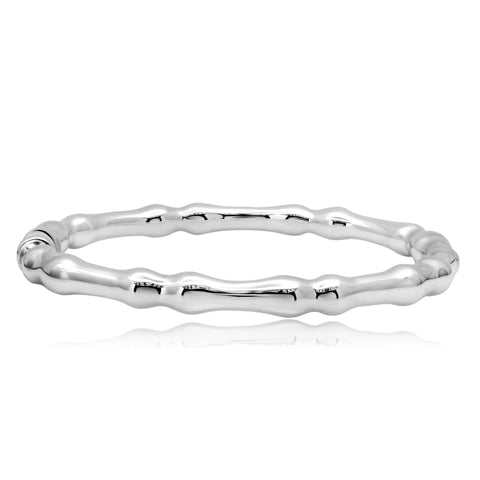 MAX + STONE Lightweight 925 Sterling Silver Bracelet for Women | 7 Inch Bamboo Bangle with Hinged Clasp | Anti-tarnishing Sterling Silver Bangle Bracelet for Women | Silver Bangles for Women MAX + STONE