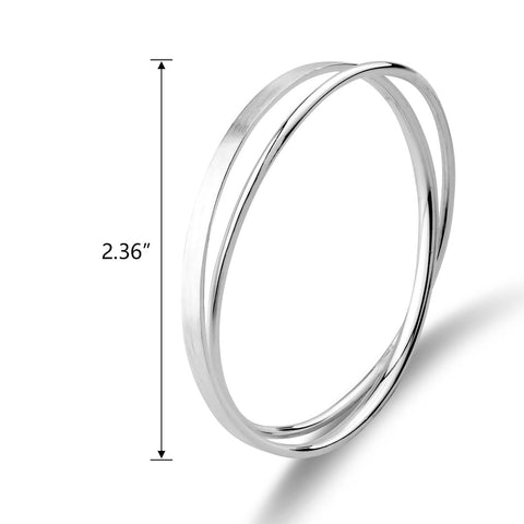 Merdia 990 Solid Sterling Silver Polished and Rough Twisted Bangle Bracelet for Women | Silver Bracelets for Women | 925 Sterling Silver Bracelets for Women | Jewelry Bracelets | Ladies Jewelry 2.36" Merdia