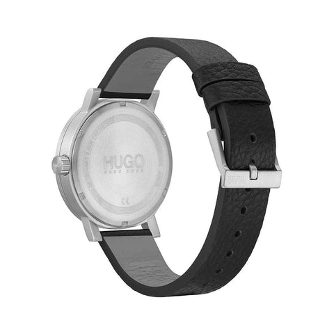 HUGO #RASE Men Quartz Stainless Steel and Leather Strap Casual Watch, Color: Black (Model: 1530115) HUGO