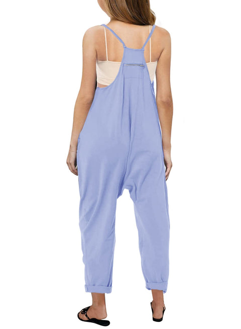 Cnkwei Girls' Casual Sleeveless Jumpsuits Spaghetti Strap Loose Romper Long Pants with Pockets