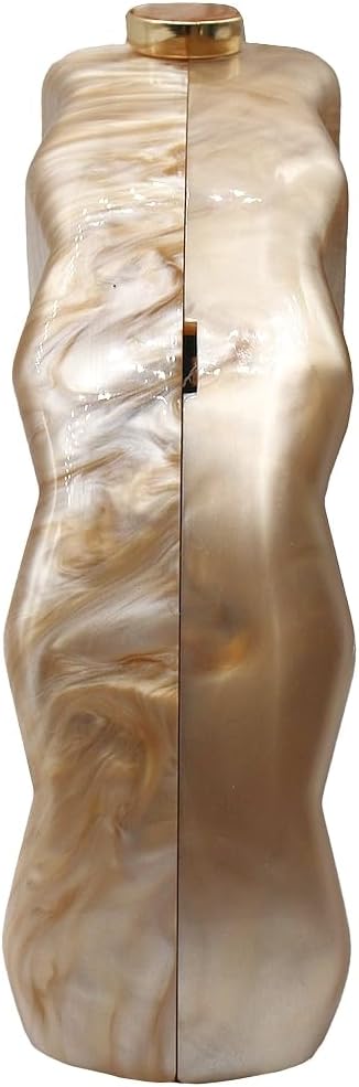 PENGZHI Women Fan Shell Acrylic Clutch Purse Marble Evening Bag Unique Handbag Cute Shell Clutch Wedding Purse for Party Cocktail, Brown PENGZHI