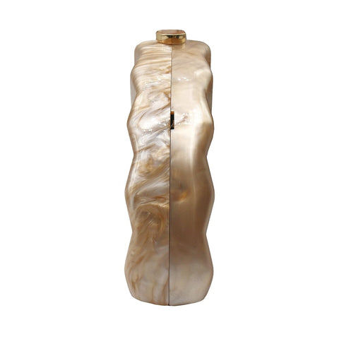 PENGZHI Women Fan Shell Acrylic Clutch Purse Marble Evening Bag Unique Handbag Cute Shell Clutch Wedding Purse for Party Cocktail, Brown PENGZHI