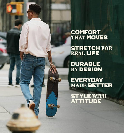 General Denim Works Bridge Men's Regular Rise Straight Leg Jeans, Smoke Denim, 33x32