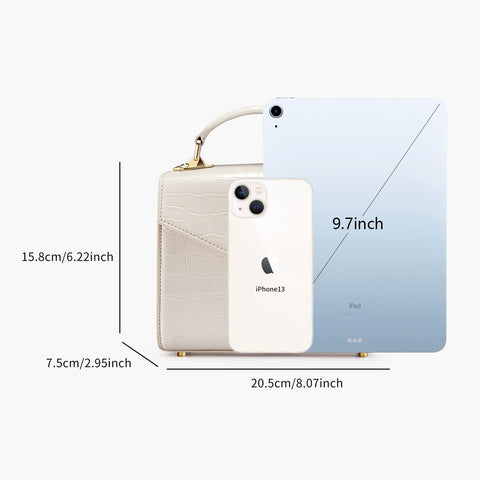 VICTORIA HYDE Crossbody Bag For Women Vegan Genuine Leather Handbags Briefcase With Small and Square Bags (Beigeeeee) VICTORIA HYDE