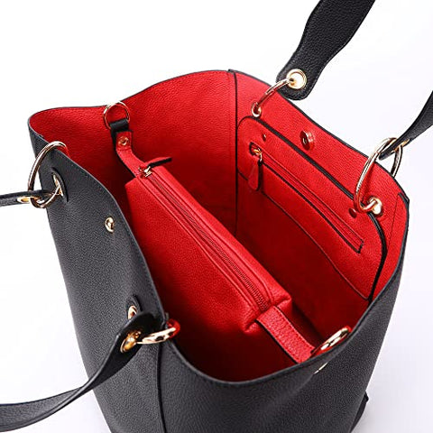 SQLP Black Bucket Work Tote Bags for Women the Tote Bag Leather Purse and handbags ladies Waterproof Shoulder commuter Bag sqlp