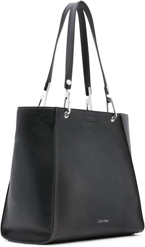 Calvin Klein Reyna North/South Tote, Black/Silver Calvin Klein