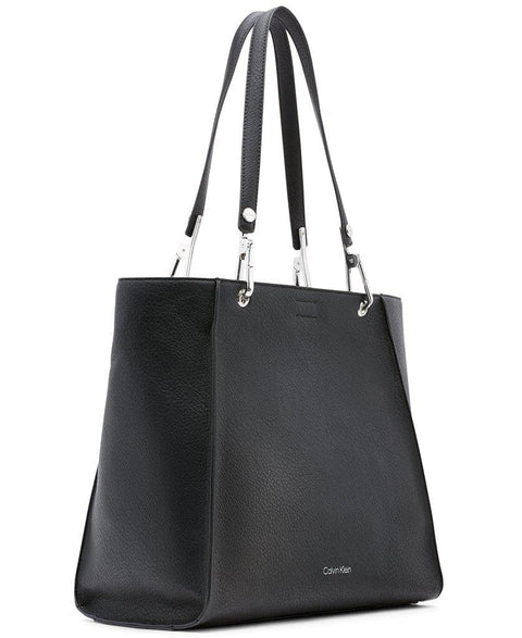 Calvin Klein Reyna North/South Tote, Black/Silver Calvin Klein