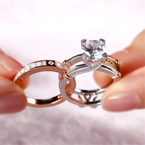 Jeulia Diamond Band Rings for Women cz Sterling Silver Interchangeable Ring Sets Wedding Engagement Anniversary Promise Ring Bridal Sets Jeulia