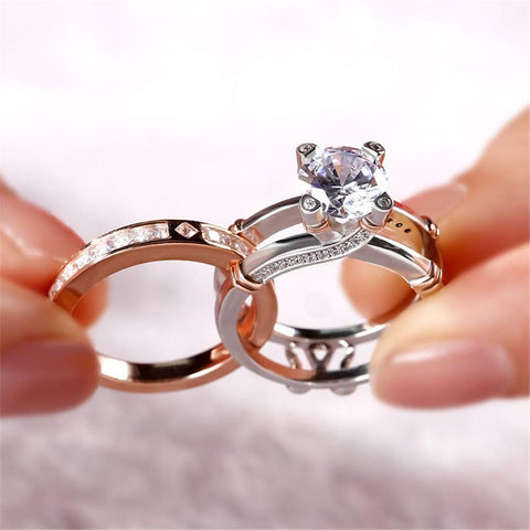 Jeulia Diamond Band Rings for Women cz Sterling Silver Interchangeable Ring Sets Wedding Engagement Anniversary Promise Ring Bridal Sets Jeulia