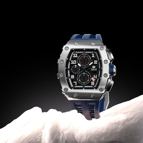 TSAR BOMBA Mens Watches Luxury Tonneau Watches for Men Waterproof 50M Analog Replica Watch Chronograph Calendar Date Men’s Dress Business Work Watch Diver Large Square Face Wristwatch TSAR BOMBA