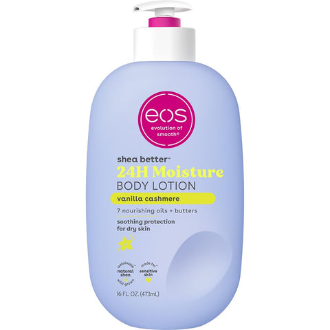 eos Shea Better Body Lotion- Vanilla Cashmere, 24-Hour Moisture Skin Care, Lightweight & Non-Greasy, Made with Natural Shea, Vegan, 16 fl oz eos