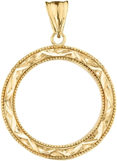 Exquisite 10k Yellow Gold Sparkle-Cut Circle of Life Charm Pendant