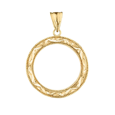Exquisite 10k Yellow Gold Sparkle-Cut Circle of Life Charm Pendant