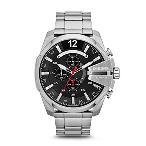 Diesel Mega Chief Stainless Steel Chronograph Men's Watch, Color: Silver (Model: DZ4308) Diesel