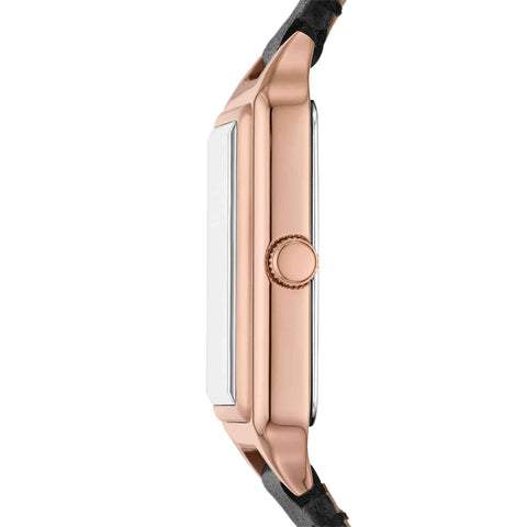 Fossil Women's Raquel Quartz Stainless Steel and Leather Three-Hand Watch, Color: Rose Gold, Black (Model: ES5310) Fossil