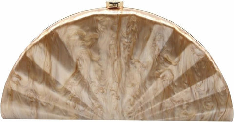 PENGZHI Women Fan Shell Acrylic Clutch Purse Marble Evening Bag Unique Handbag Cute Shell Clutch Wedding Purse for Party Cocktail, Brown PENGZHI