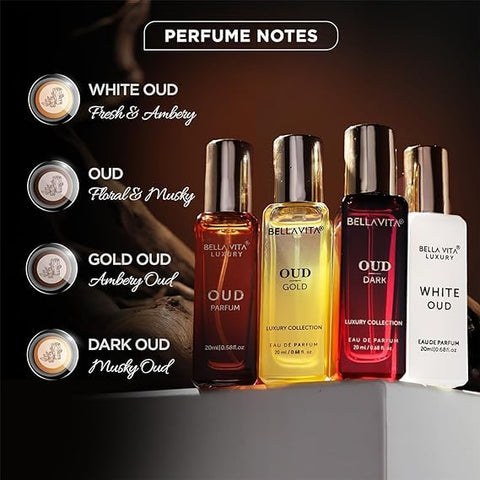 Generic Luxury OUD Experience Eau De Parfum Gift Set 4 x 20ml for Men & Women, Premium Long Lasting EDP Perfume, Oudh Fragrance Scent RAWSHANS