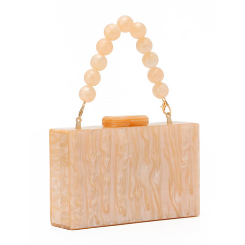 Oweisong Women Acrylic Clutch Purse Formal Wedding Evening Handbag Marble Party Shoulder Crossbody Bag with Bead Chain Oweisong