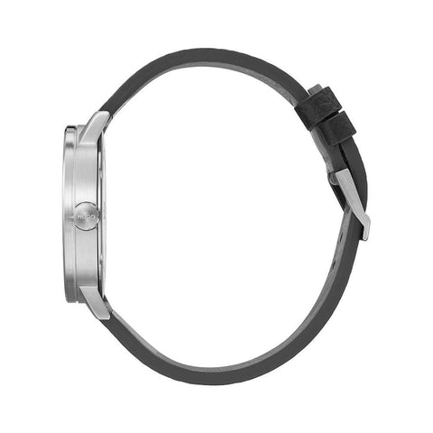 HUGO #RASE Men Quartz Stainless Steel and Leather Strap Casual Watch, Color: Black (Model: 1530115) HUGO