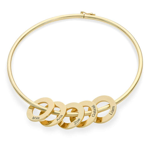 MyNameNecklace Personalized Bracelet Bangle with Circle Disc Pendants - Custom Multiple Pendant Jewelry MyNameNecklace