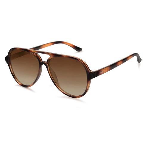 SOJOS Classic Polarized Aviator Sunglasses for Women Men, Retro Trendy Aviators Shades SJ2201, Amber Brown Tortoise/Brown