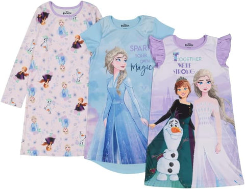 Disney Girls' Frozen 2 3-Pack Nightgown, FROZEN MAGIC 2, 4