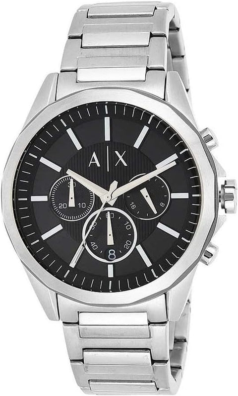 A｜X ARMANI EXCHANGE Men's Chronograph Stainless Steel Watch, Color: Silver/Black (Model: AX2600) A｜X ARMANI EXCHANGE