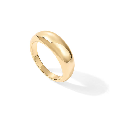 PAVOI 18K Gold Plated Chunky Dome Ring |Puffy Dome Stackable Rings | Womens Chunky Ring (Vermeil - Yellow, 7) PAVOI