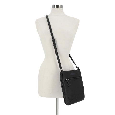 Nautica Lakeside Signature Jaquard North South Crossbody Bag, Black (Out and About) Nautica