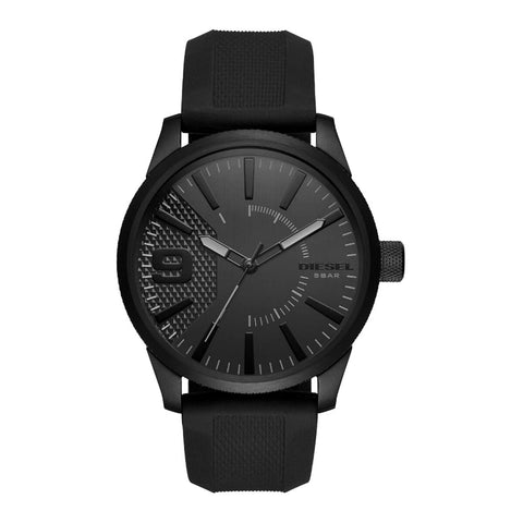 Diesel Rasp Stainless Steel and Silicone Three-Hand Analog Men's Watch, Color: Black (Model: DZ1807) Diesel