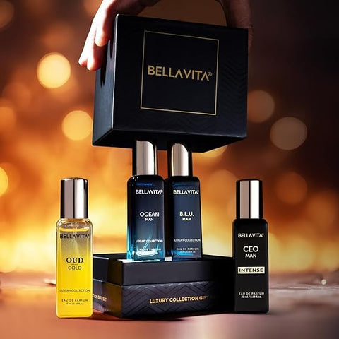 Eau De Parfum Gift Set 4 x 20ml for Men & Women with OUD GOLD, OCEAN, B.L.U & CEO Man Perfume|Long Lasting EDP Fragrance Scent Generic