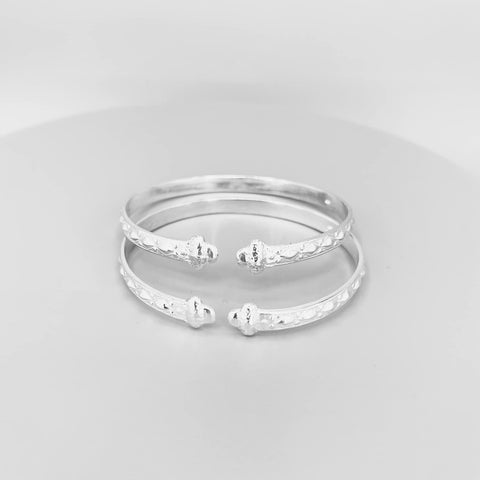 Better Jewelry Solid .925 Sterling Silver Flat West Indian Bangles with Acorn Ends, 1 pair (Made in the USA) Better Jewelry