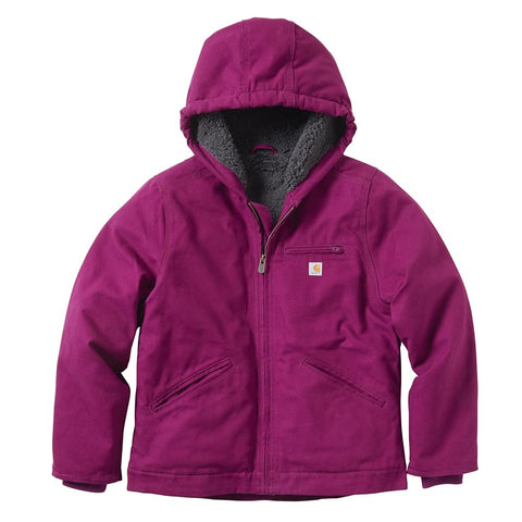 Carhartt Kid's CP9547 Sierra Jacket Sherpa Lined - Girls - S (7/8) - Plum Caspia