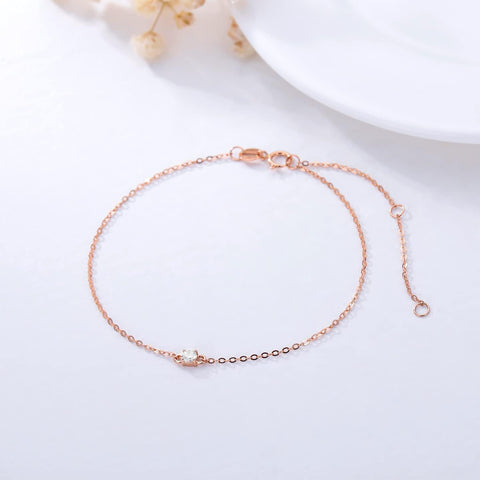 Rikelus 14K Solid Gold Bracelet for Women, Real Gold Thin Bracelet Cubic Zirconia Bracelet Birthday Anniversary Mothers Day Jewelry Gifts for Wife/Mom/Grandma/Girlfriend, 6.5+1+1 inch Rikelus