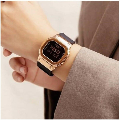 G-Shock Ladies' Casio Digital Rose Gold-Tone and Black Resin Strap Watch GMS5600PG-1 G-Shock