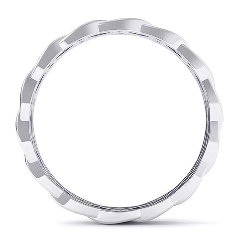 Sz 7.5 Solid 10K White Gold 3MM Eternity Celtic Knot Stackable Wedding Band Ring Kobelle