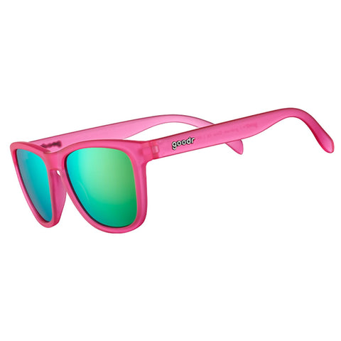 goodr Flamingos On A Booze Cruise Polarized Sunglasses for Men & Women, Medium Sized (OG), Pink Translucent Frames with Teal Mirored Reflective Lens, UV400 Protection, No Slip, No Bounce