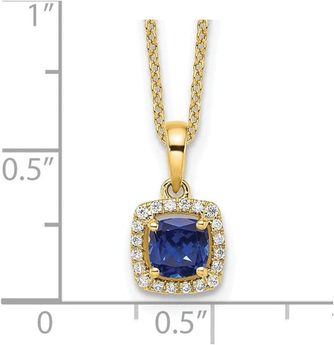 8.5mm 10k Gold Lab Grown Diamond and Created Sapphire Pendant Necklace Jewelry Gifts for Women JewelryWeb