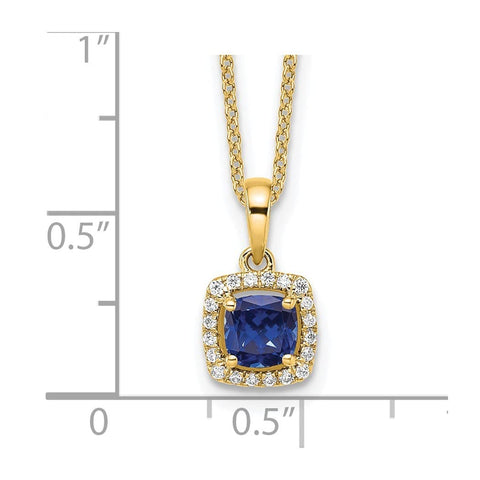 8.5mm 10k Gold Lab Grown Diamond and Created Sapphire Pendant Necklace Jewelry Gifts for Women JewelryWeb