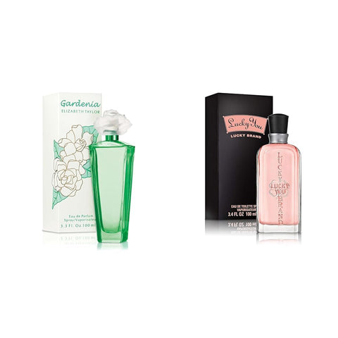 Elizabeth Taylor Women's Perfume, Eau de Parfum Spray, Gardenia, 3.3 Fl Oz & LUCKY You Perfume for Women, Eau de Toilette Day or Night Spray with Fresh Flower Citrus Scent, 3.4 oz, LUCF00006 Elizabeth Taylor