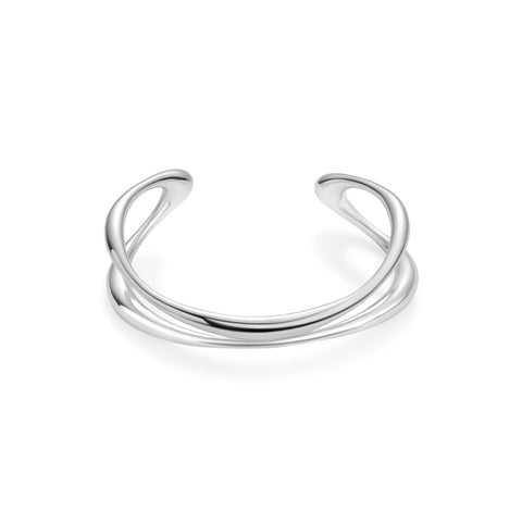 EFHARIS Double-Layer Cuff Bracelet for Women, Silver Rhodium Plated Cuff Bangle Adjustable Bracelet EFHARIS